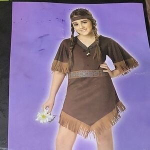 Native American Indian Style Brown Costume for Kids Size Medium